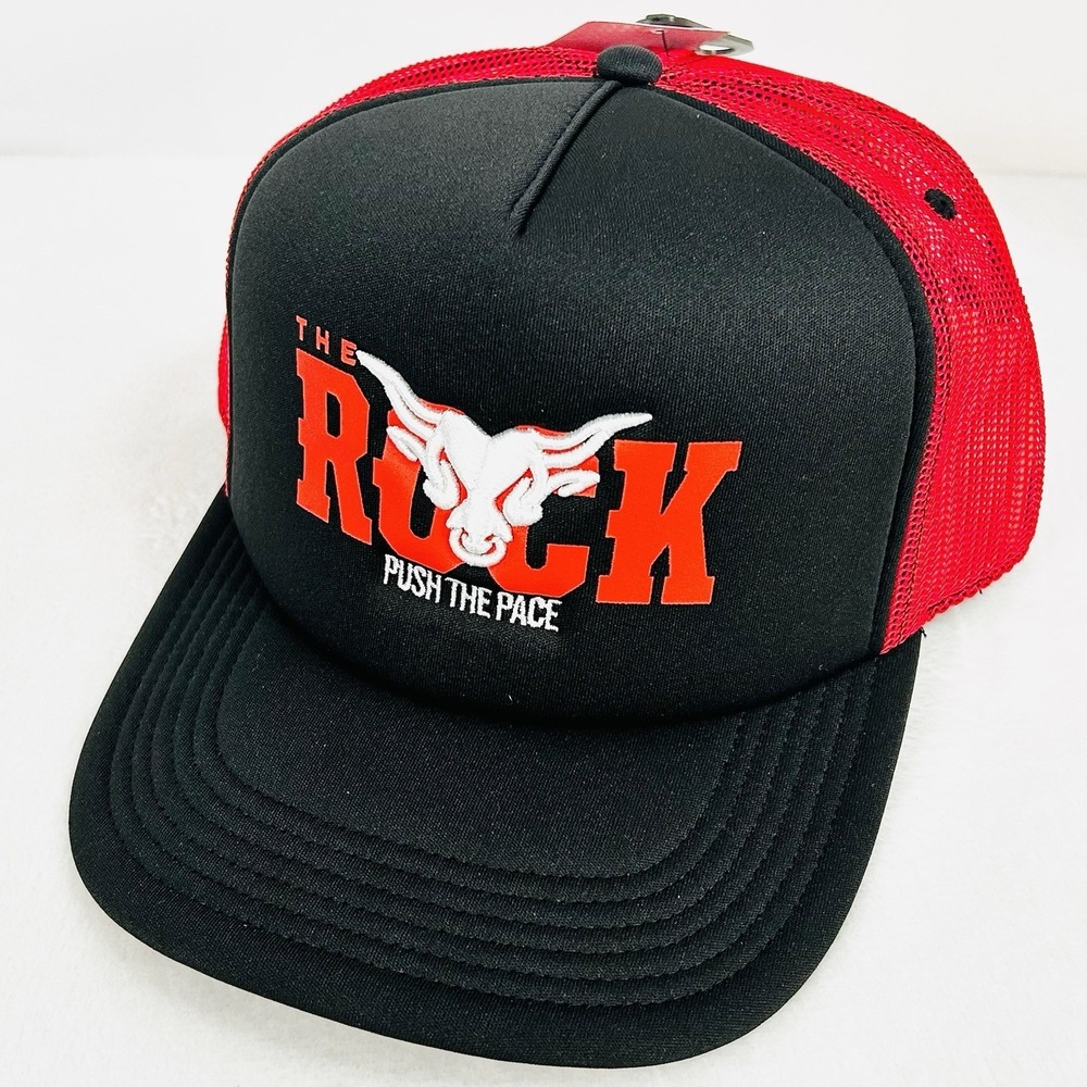 WWE The Rock Push the Pace Foam Trucker Hat Cap Adjustable Snapback Wrestling